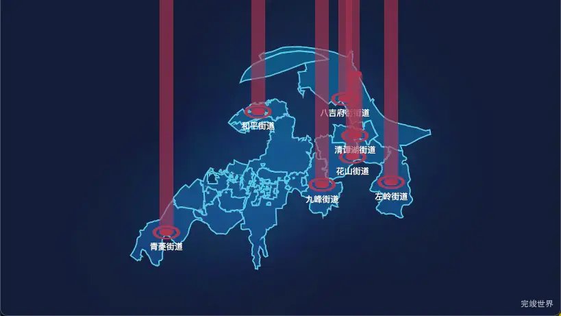 echarts 武汉市洪山区geoJson地图添加柱状图